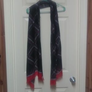 Vera Bradley Black & Red Plaid Soft Fringe Scarf NWOT